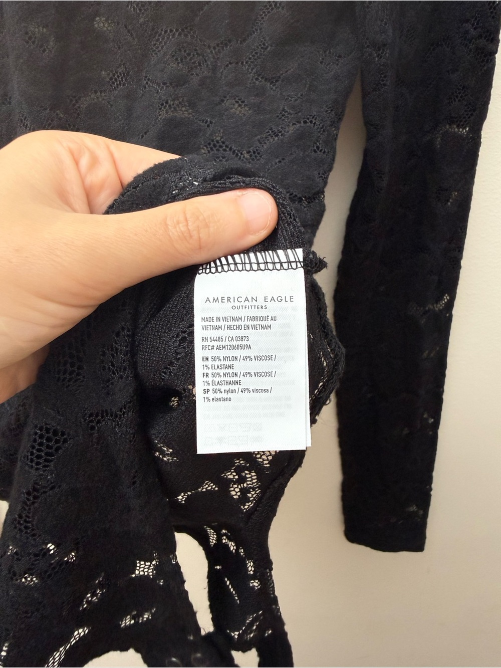 American Eagle Outfitters Black Lace Long-Sleeve Bodysuit - Picture 6 of 10